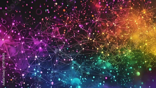A colorful and intricate network graphic illustrating the interconnectedness of decentralized social media models and the potential for increased user privacy. photo