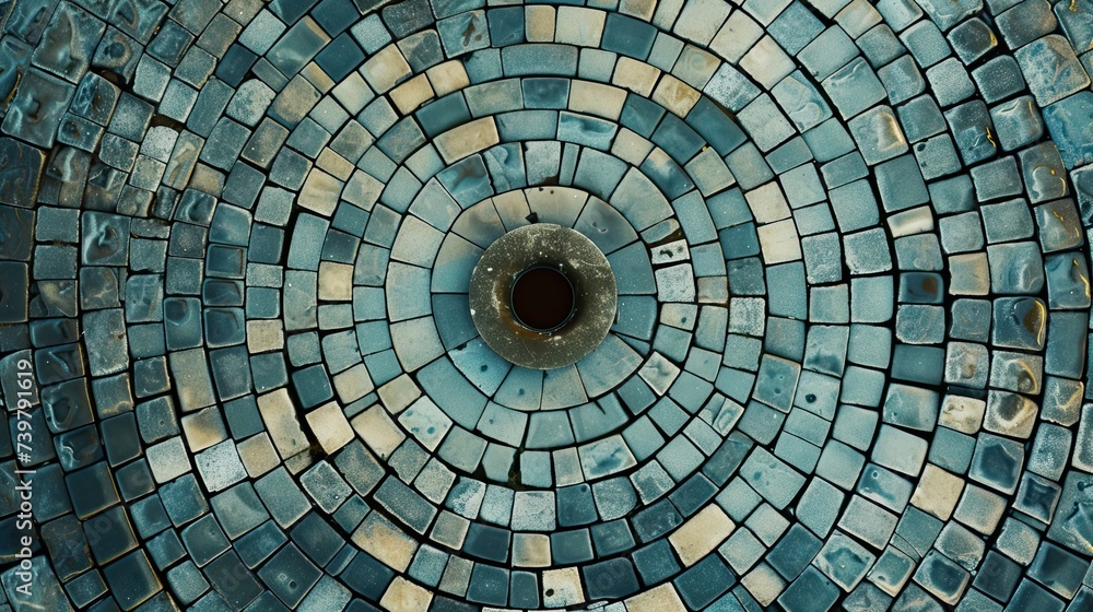 Fototapeta premium church floor different pattern , gothic cobblestone floor, top view, texture