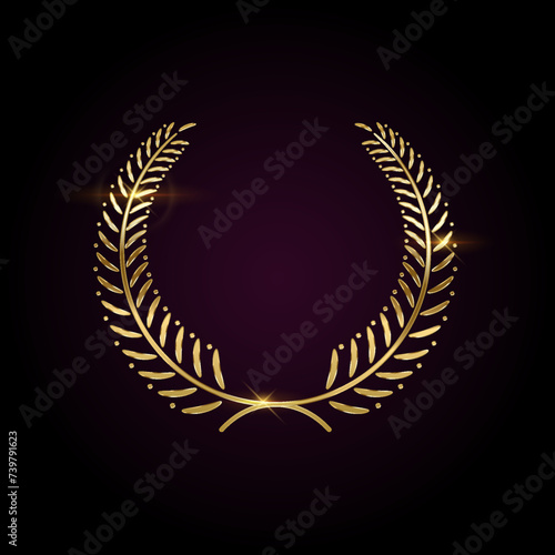 Winner wreath of laurel branches realistic vector illustration. Premium award for best participant 3d model on dark background. VIP service