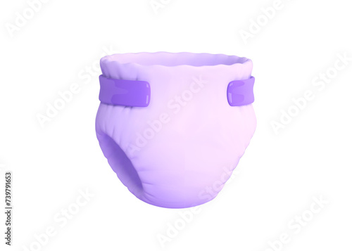 3d baby diaper. Element of child motherhood care. Soft newborn napkin. Cartoon vector illustration