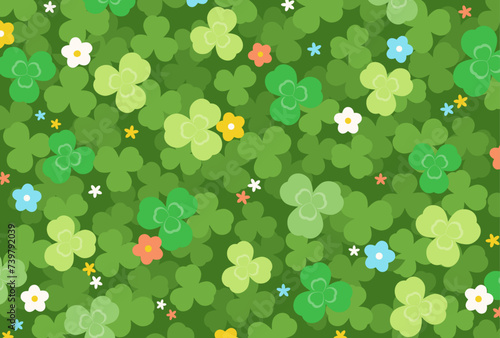 背景イラスト_クローバーと花
