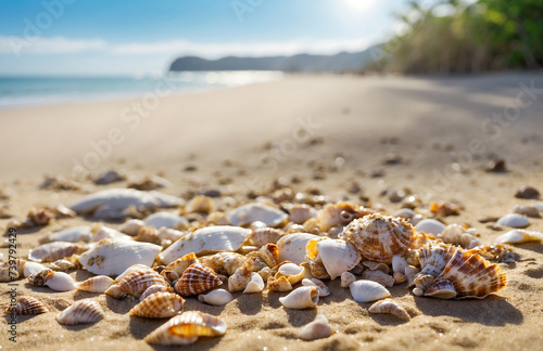 Beautiful seashells on the seashore