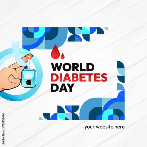 World Diabetes Day banner for awareness and concern. Geometric banner for International Diabetes Day.