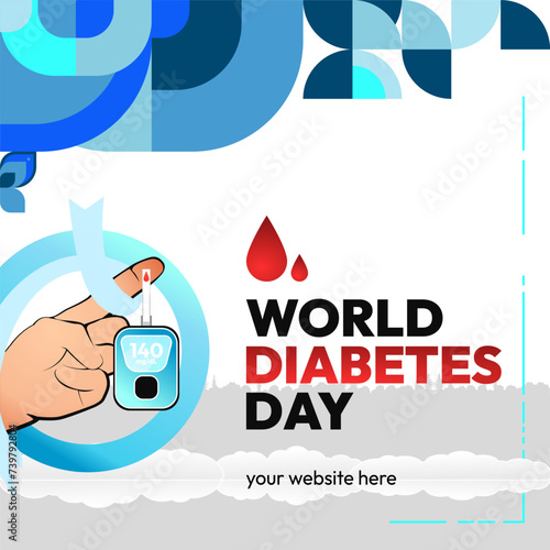 World Diabetes Day banner for awareness and concern. Geometric banner for International Diabetes Day.