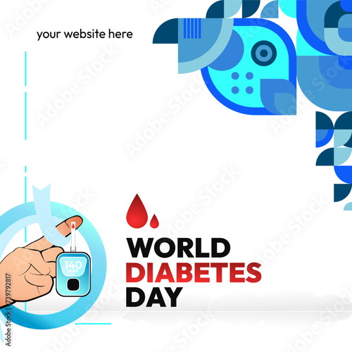 World Diabetes Day banner for awareness and concern. Geometric banner for International Diabetes Day.