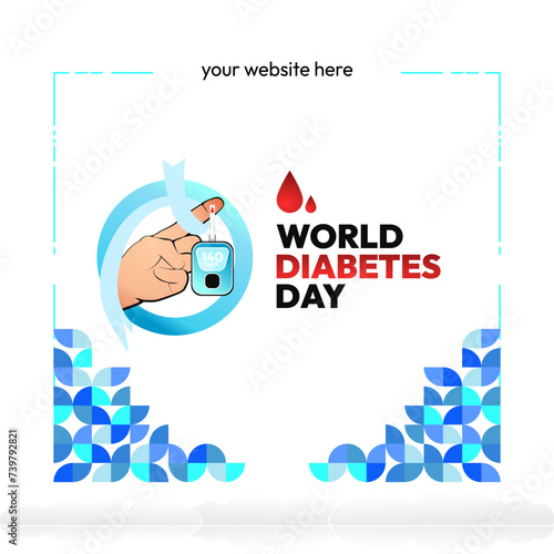 World Diabetes Day banner for awareness and concern. Geometric banner for International Diabetes Day.