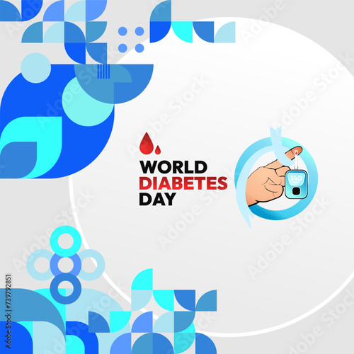 World Diabetes Day banner for awareness and concern. Geometric banner for International Diabetes Day.