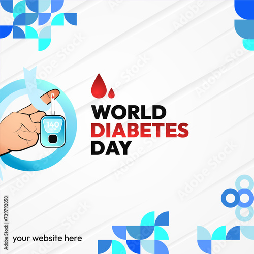 World Diabetes Day banner for awareness and concern. Geometric banner for International Diabetes Day.