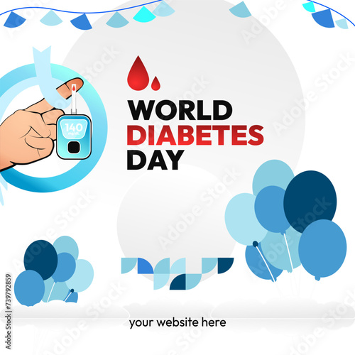 World Diabetes Day banner for awareness and concern. Geometric banner for International Diabetes Day.