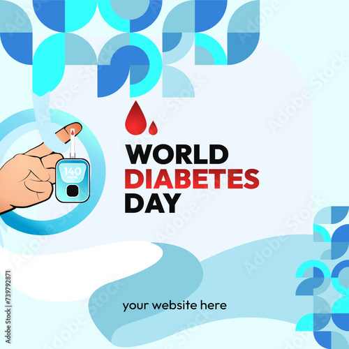 World Diabetes Day banner for awareness and concern. Geometric banner for International Diabetes Day.