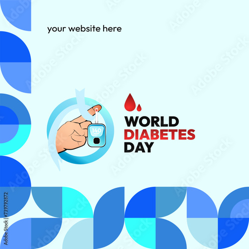 World Diabetes Day banner for awareness and concern. Geometric banner for International Diabetes Day.