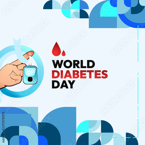 World Diabetes Day banner for awareness and concern. Geometric banner for International Diabetes Day.