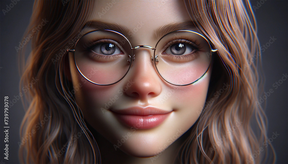 Portrait of a Girl with Glasses. Close-up portrait of a beautiful girl. Portrait of a Girl with Glasses. Close-up portrait of a beautiful girl.