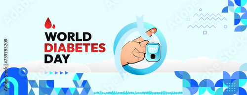World Diabetes Day banner for awareness and concern. Geometric banner for International Diabetes Day.