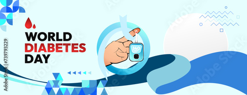 World Diabetes Day banner for awareness and concern. Geometric banner for International Diabetes Day.