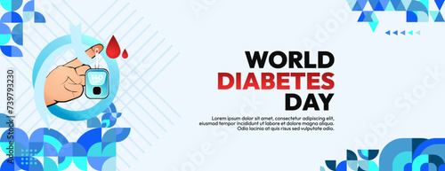 World Diabetes Day banner for awareness and concern. Geometric banner for International Diabetes Day.