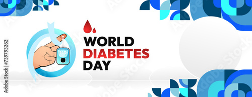 World Diabetes Day banner for awareness and concern. Geometric banner for International Diabetes Day.