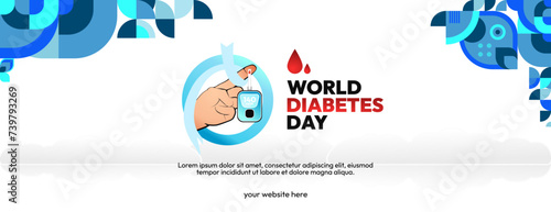 World Diabetes Day banner for awareness and concern. Geometric banner for International Diabetes Day.