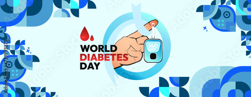 World Diabetes Day banner for awareness and concern. Geometric banner for International Diabetes Day.