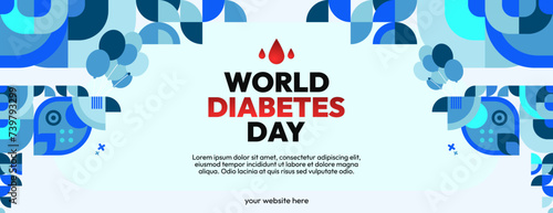 World Diabetes Day banner for awareness and concern. Geometric banner for International Diabetes Day.