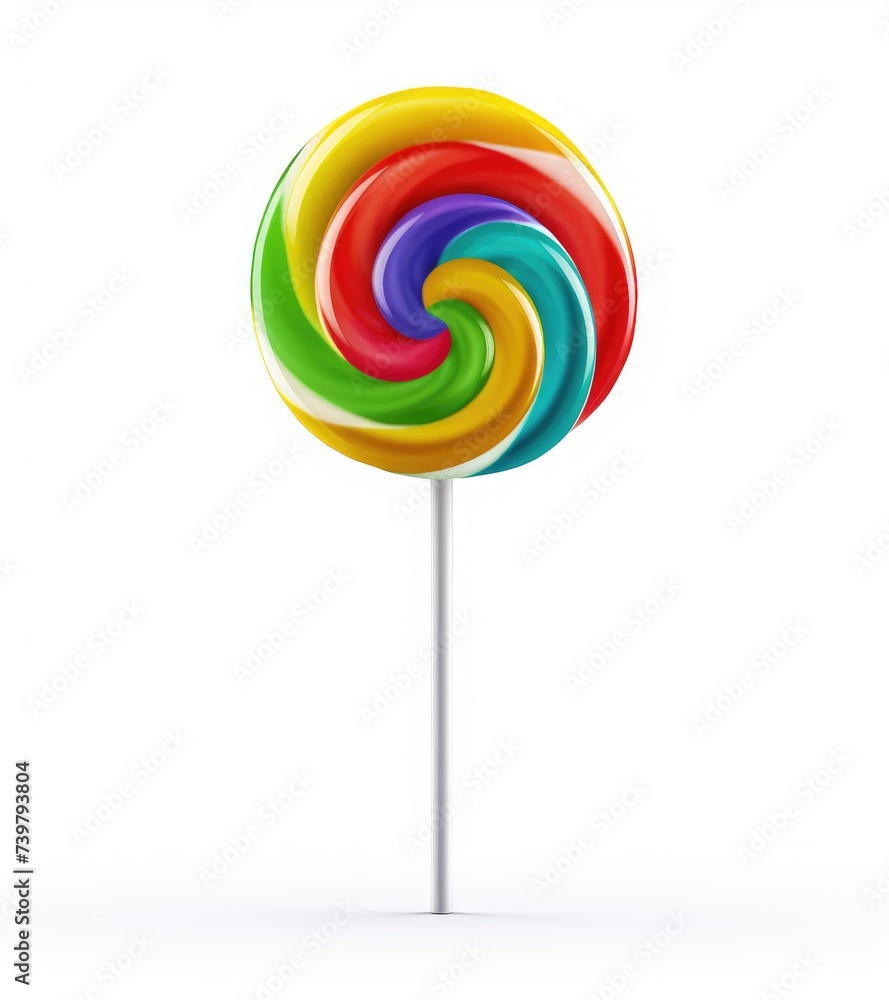 Vibrant Rainbow Swirl Lollipop on a Stick - Pure Sweetness - Generative AI Vibrant Rainbow Swirl Lollipop on a Stick - Pure Sweetness - Generative AI