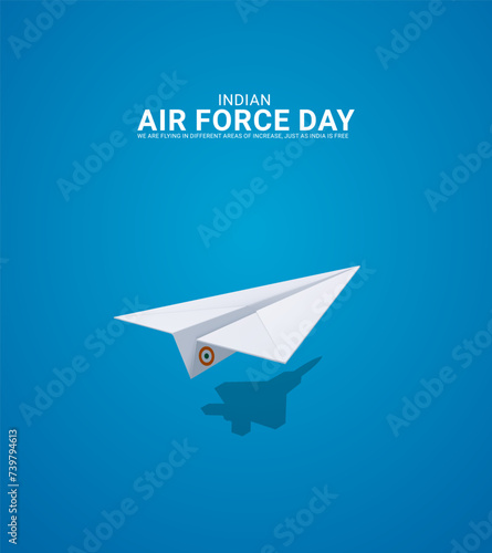 Indian air force day.India Air force creative design for banner, poster 3D Illustration.