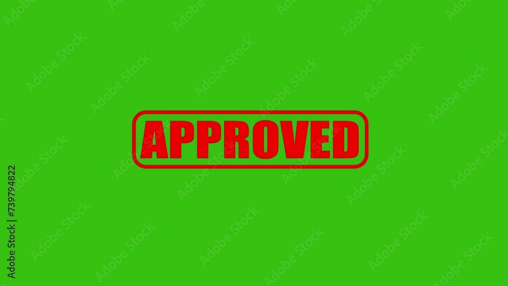 approved red stamp - isometric stamp animation on green background. approved red stamp - isometric stamp animation on green background.