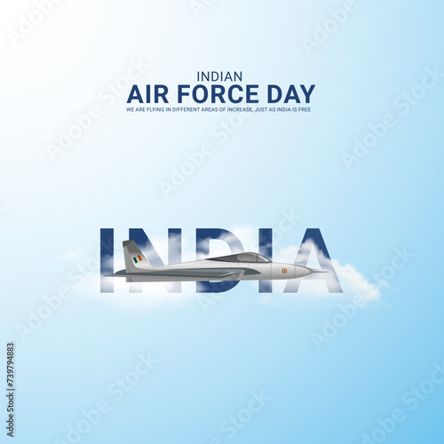Indian air force day.India Air force creative design for banner, poster 3D Illustration.