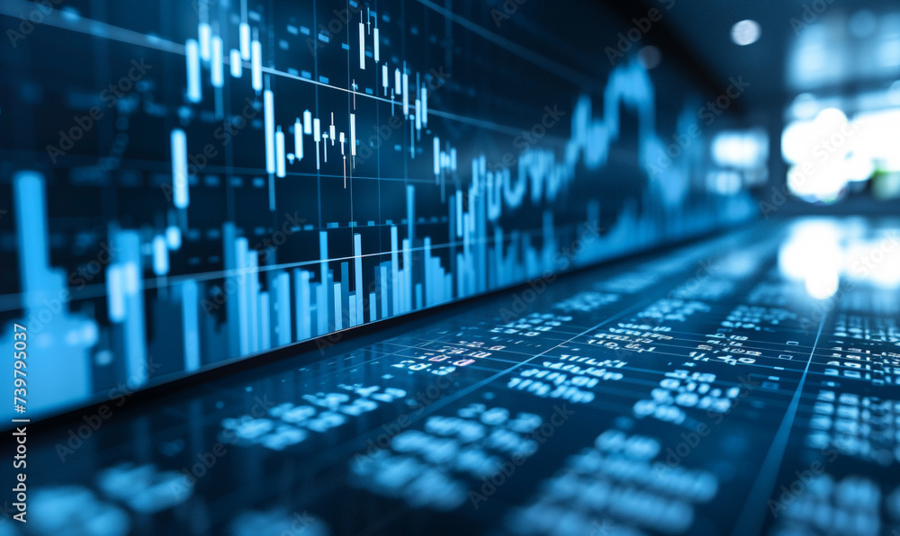 Digital Stock Market Graph with Blue Screen Technology Digital Stock Market Graph with Blue Screen Technology