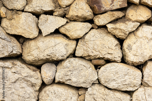 An ancient wall of stacked stone. background photo