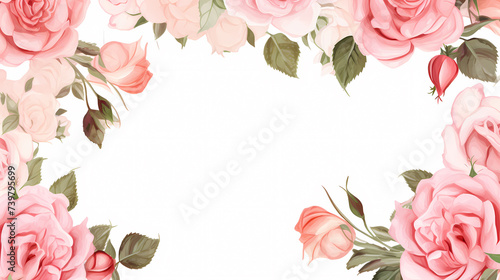 Flower frame with decorative flowers  decorative flower background pattern  floral border background