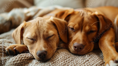 sleeping dog sleeping at home , relax and calm  © iDoPixBox