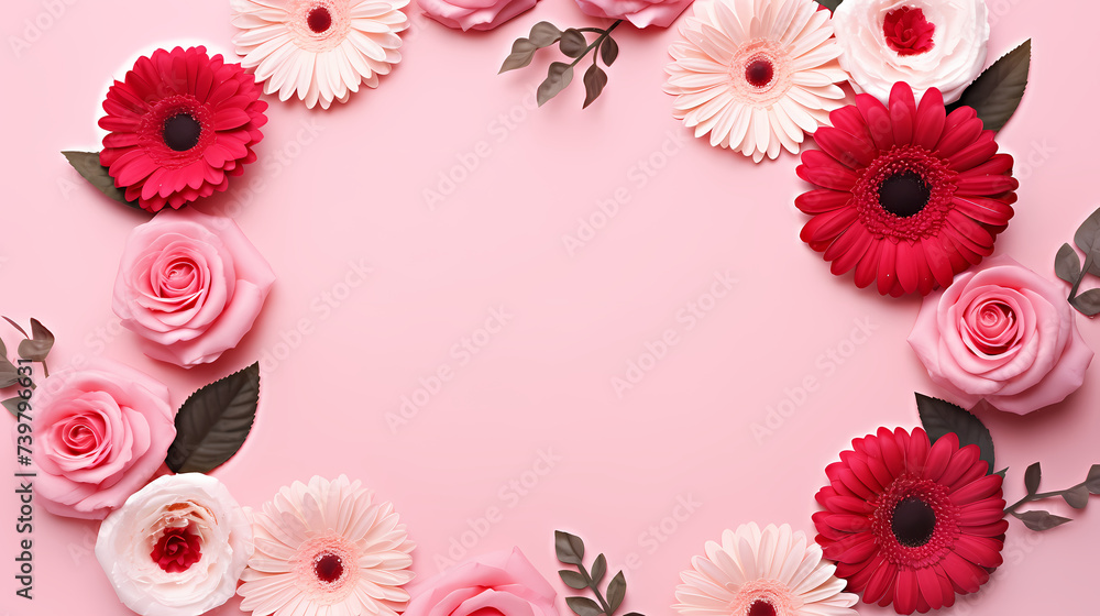 Flower frame with decorative flowers, decorative flower background pattern, floral border background Flower frame with decorative flowers, decorative flower background pattern, floral border background