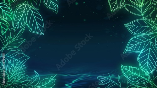 Neon-Tinted Leaves Illustration Celebrating Earth Day with a Futuristic Vibe.