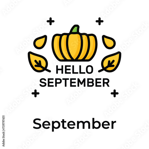 Hello september icon in unique and trendy style, ready to use vector