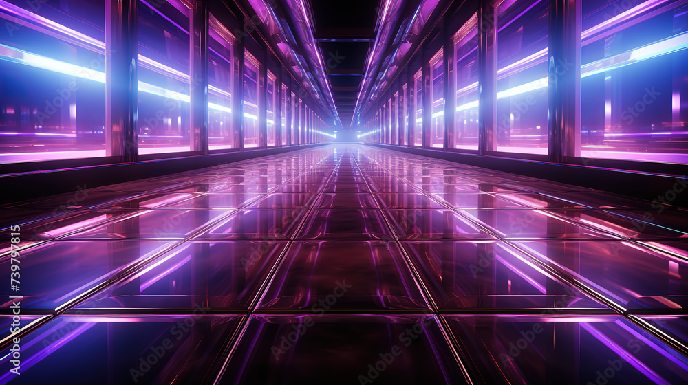 Neon backgrounds with neon lights in a tunnel Neon backgrounds with neon lights in a tunnel