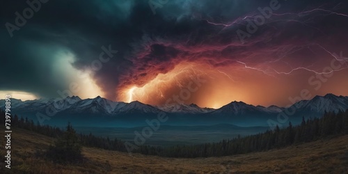 A trippy landscape  delirium  chaotic storm of liquid smoke  scenery  starry sky