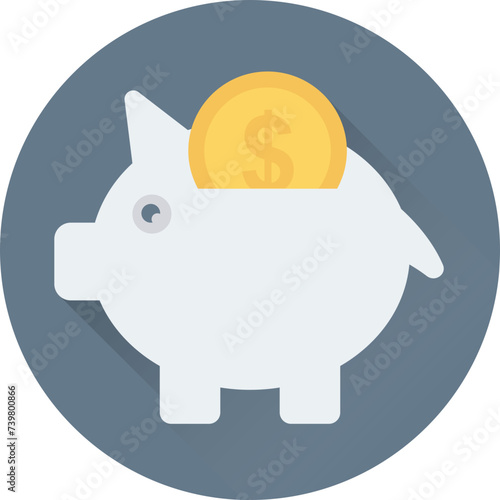 An icon of piggy bank flat vector