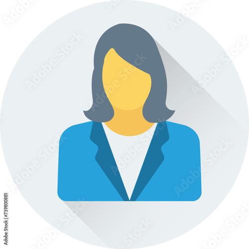 Flat round icon of businesswoman 