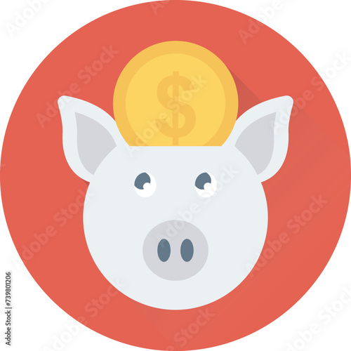 An icon of piggy bank flat vector 