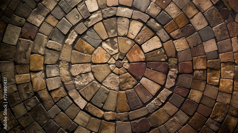 Fototapeta premium church floor different pattern , gothic cobblestone floor, top view, texture