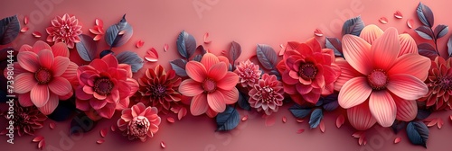 Dahlia Flowers On Coloured Background  Banner Image For Website  Background  Desktop Wallpaper