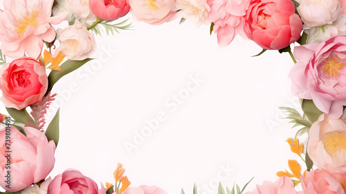 Empty flower frame with copy space for design of greeting card or invitation
