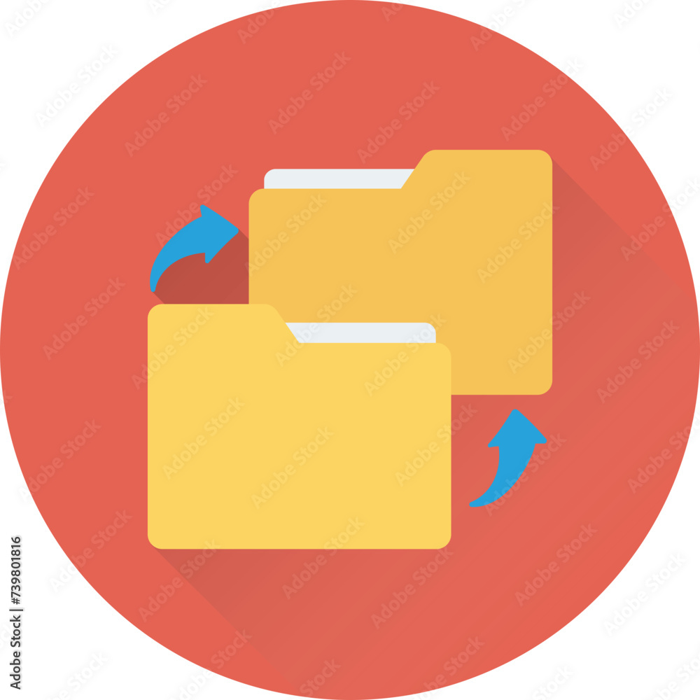 Flat round icon of folder share Flat round icon of folder share