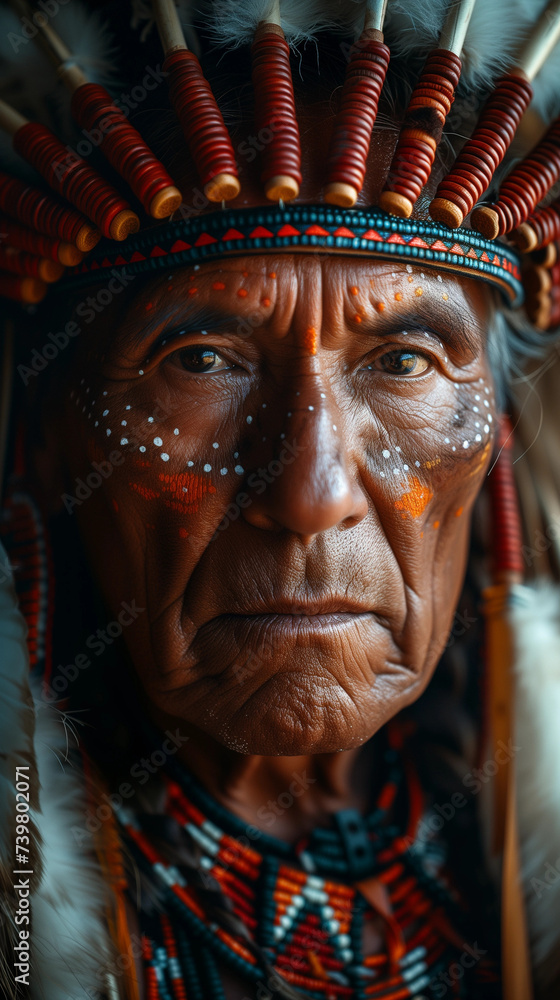 Closeup Portrait of a Native American man