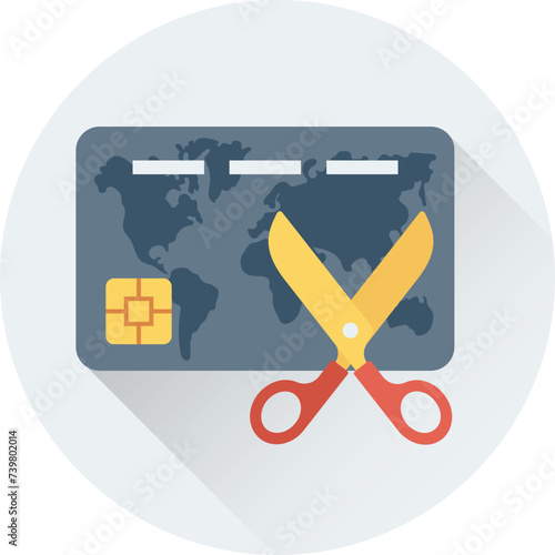 Flat round icon of expired card