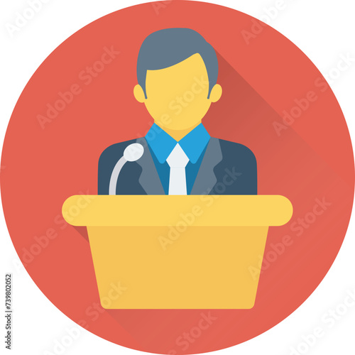 Flat round icon of teacher