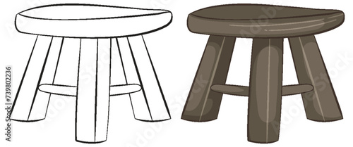 Vector graphic of a basic wooden stool