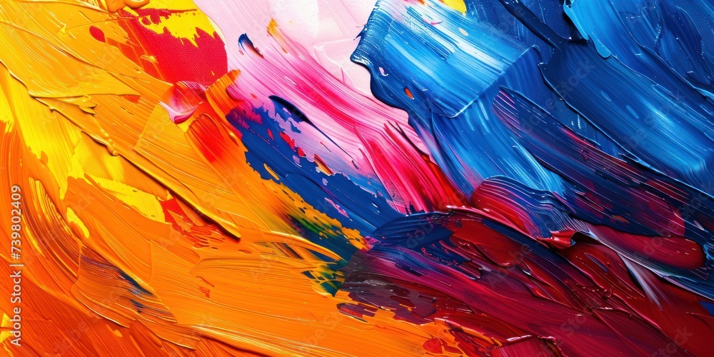 Artistic movement captured in colorful, bold, and swift acrylic brush strokes