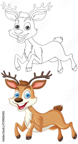 Vector illustration of a happy, smiling reindeer